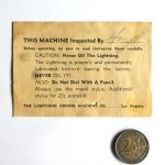 The Lightning Adding Machine Inspection card